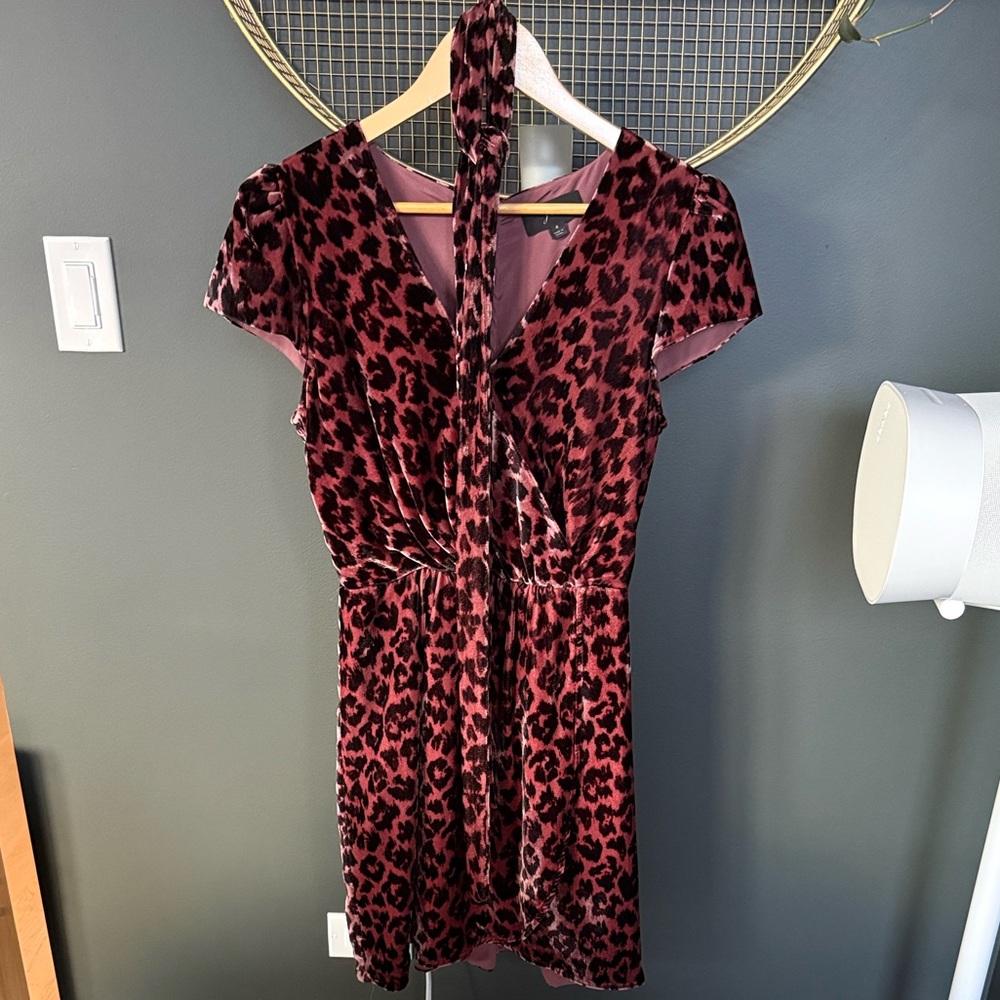 J. Crew Red and Black Leopard Print Mini Dress